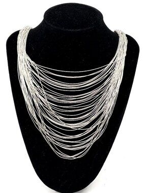 Vintage 50-Strand Liquid Sterling Silver Choker Necklace 40.6g Southwestern